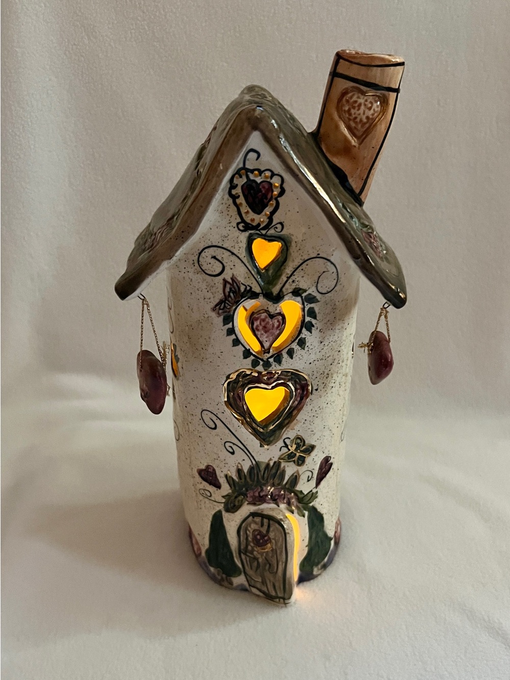Blue Sky Clayworks Heart House Tea Light Candle Holder Heather Goldminc Garden